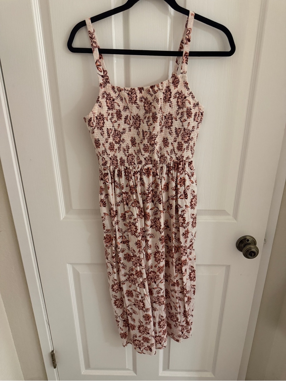 Old Navy Cream and Pink Floral Midi Dress